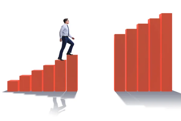 Empresario subiendo el gráfico de barras en concepto de crecimiento —  Fotos de Stock