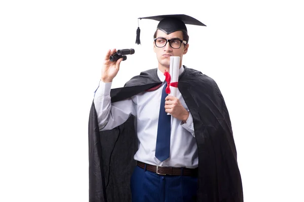 Estudiante graduado aislado sobre fondo blanco — Foto de Stock