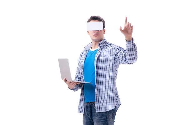 Ung man i VR-glasögon — Stockfoto