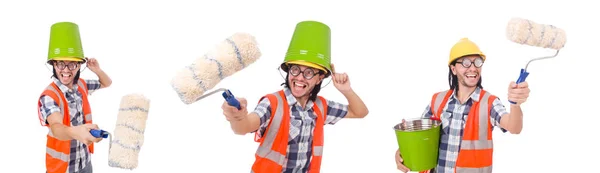 Funny painter isolated on white — Stock Photo, Image