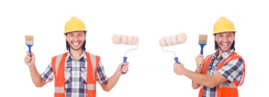 Beyaz tenli komik bir ressam.