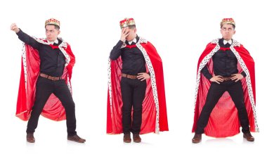 Taçlı bir iş adamı beyazlar içinde.