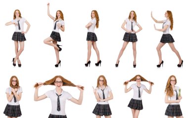 Genç neşeli öğrenci erkek beyaz izole