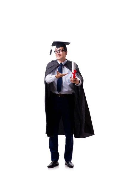 Student graduate isoleret på hvid baggrund - Stock-foto