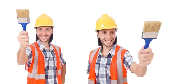 Divertido pintor aislado en blanco — Foto de Stock