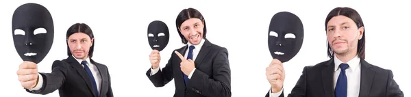 Hombre con máscara aislada en blanco —  Fotos de Stock