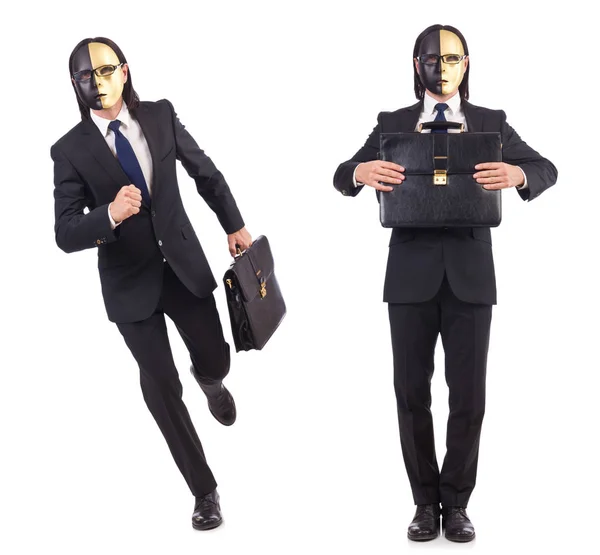 Hombre con máscara aislada en blanco —  Fotos de Stock