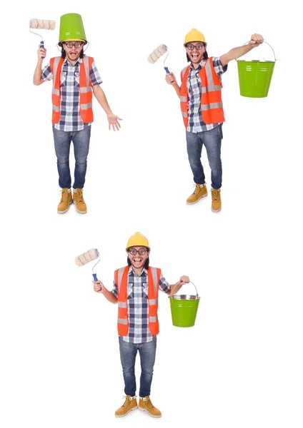 Funny painter isolated on white — Stock Photo, Image