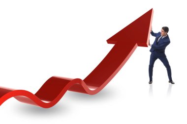 Ekonomideki büyümeyi destekleyen işadamı grafikte