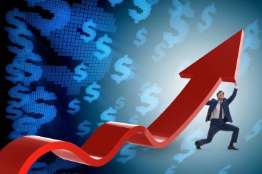 Ekonomideki büyümeyi destekleyen işadamı grafikte