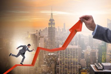 Ekonomideki büyümeyi destekleyen işadamı grafikte