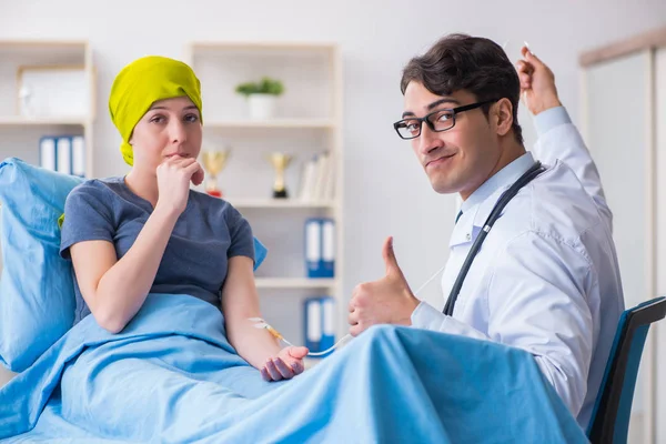 Cancer patient visiting doctor for medical consultation in clini