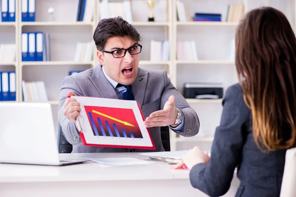 Business meeting between businessman and businesswoman — Stock Photo, Image