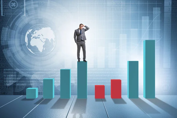 Fiatal üzletember az üzleti koncepció bár diagramok — Stock Fotó