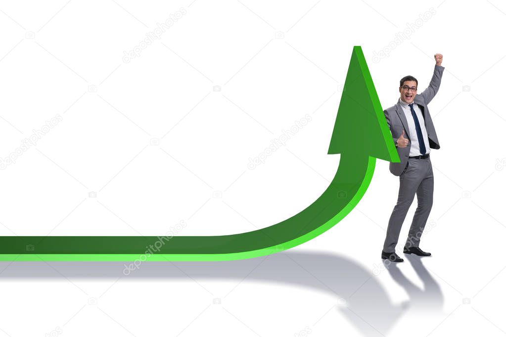 Young businessman in business concept with charts