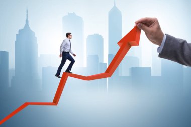 Ekonomideki büyümeyi destekleyen işadamı grafikte
