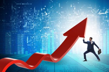 Ekonomideki büyümeyi destekleyen işadamı grafikte