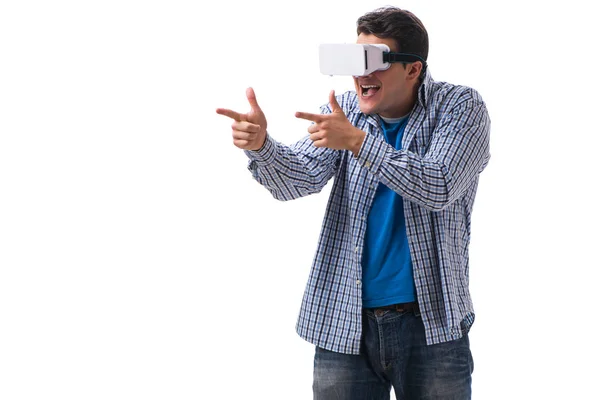Virtuális valóság VR szemüveget viselő fiatalember — Stock Fotó