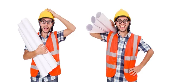 Ingeniero divertido aislado en el blanco blanco — Foto de Stock