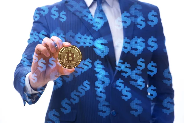 Επιχειρηματίας λυπημένος για bitcoin συντριβή τιμή — Φωτογραφία Αρχείου