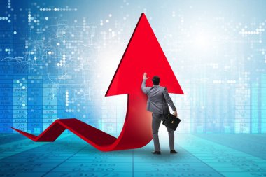 Ekonomideki büyümeyi destekleyen işadamı grafikte