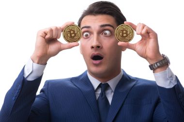 Bitcoin fiyat artışı kavramında iş adamı