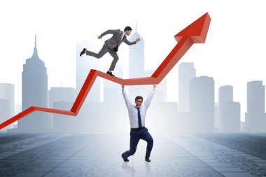 Ekonomideki büyümeyi destekleyen işadamı grafikte
