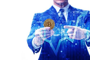 Bitcoin fiyat artışı kavramında iş adamı