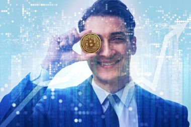 Bitcoin fiyat artışı kavramında iş adamı