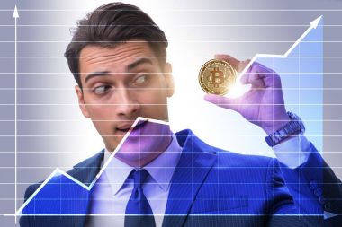 Bitcoin fiyat artışı kavramında iş adamı