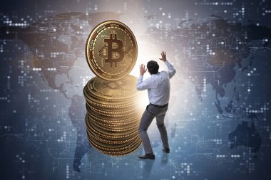 Kripto para birimi engelleme konsepti işadamı