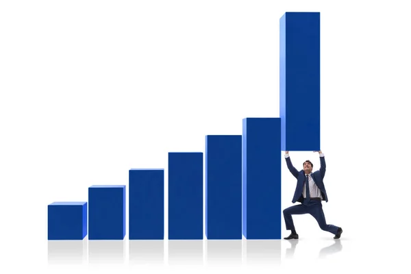 Geschäftsmann unterstützt Wachstum der Wirtschaft in Diagramm — Stockfoto