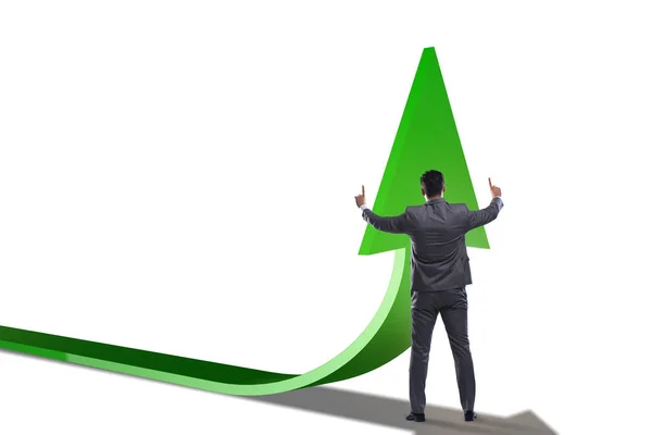 Empresario apoyando crecimiento en economía en gráfico gráfico —  Fotos de Stock