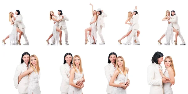 Danças de dança de par isoladas em branco — Fotografia de Stock