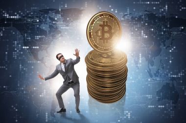 Kripto para birimi engelleme konsepti işadamı