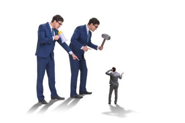 Çalışan iş kavramı içinde taciz kötü öfkeli patron