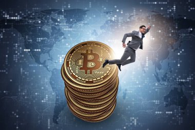 Kripto para birimi engelleme konsepti işadamı