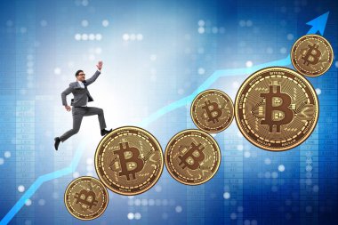 Bitcoin fiyat artışı kavramında iş adamı