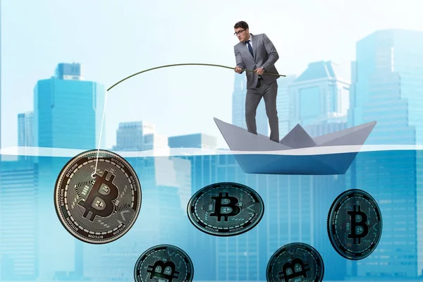 사업 낚시 bitcoins cryptocurrency 마이닝 개념 — 스톡 사진
