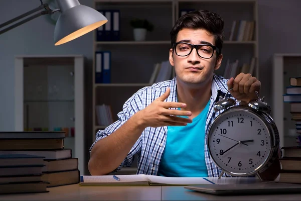 Student preparing for exams late night at home — Stock Photo, Image