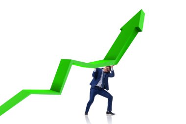 Ekonomideki büyümeyi destekleyen işadamı grafikte