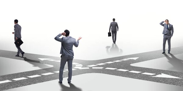 Молодой бизнесмен на перепутье в концепции неопределенности