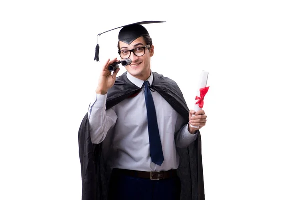 Estudante graduado isolado em fundo branco — Fotografia de Stock