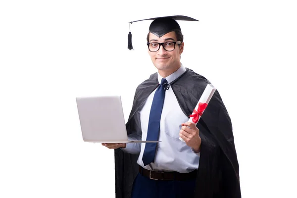 Student afgestudeerd geïsoleerd op witte achtergrond — Stockfoto