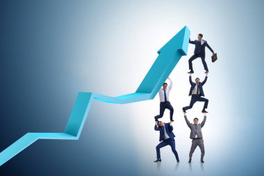 Ekonomideki büyümeyi destekleyen işadamı grafikte