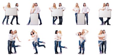 Pano üzerinde beyaz izole çift