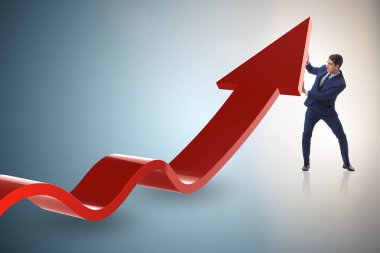 Ekonomideki büyümeyi destekleyen işadamı grafikte