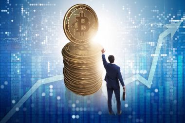 Kripto para birimi engelleme konsepti işadamı