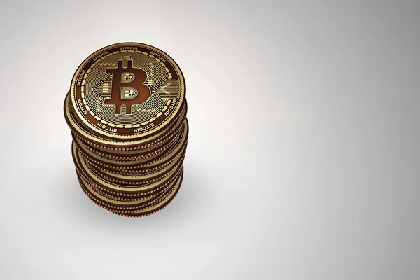 Bitcoins en concepto de criptomoneda blockchain —  Fotos de Stock