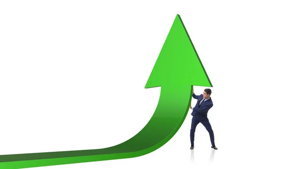 Empresário apoiando o crescimento na economia no gráfico gráfico — Fotografia de Stock